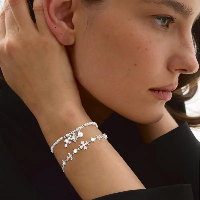 Braccialetti con croce a doppio strato a forma di fiocco di neve
