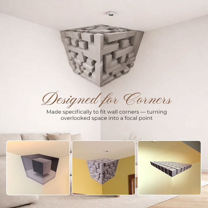 🧩 Moderna scultura geometrica da parete angolar