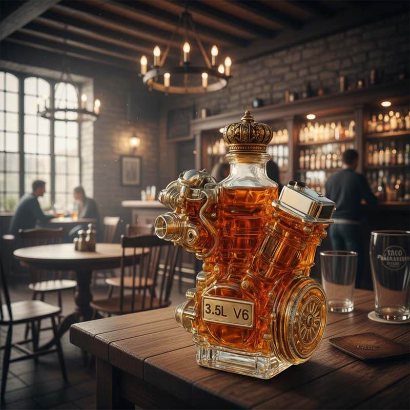 Motore V6 bottiglia di whisky