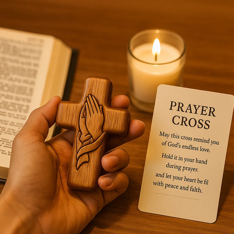 💕✝️Carta tascabile con croce di preghiera in legno💯🪵Regalo 3D intagliato a mano per i tuoi cari!
