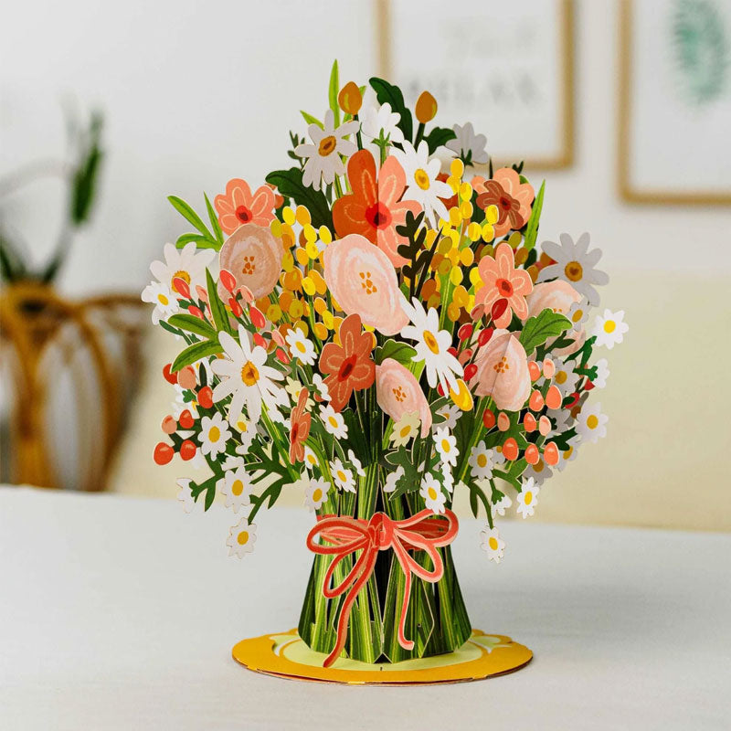 Biglietto con bouquet di fiori in carta 3D