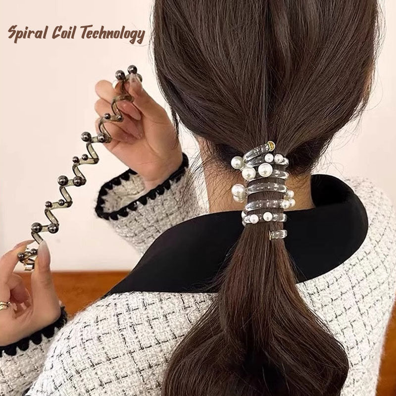 Cravatta per capelli dritta a spirale con perle