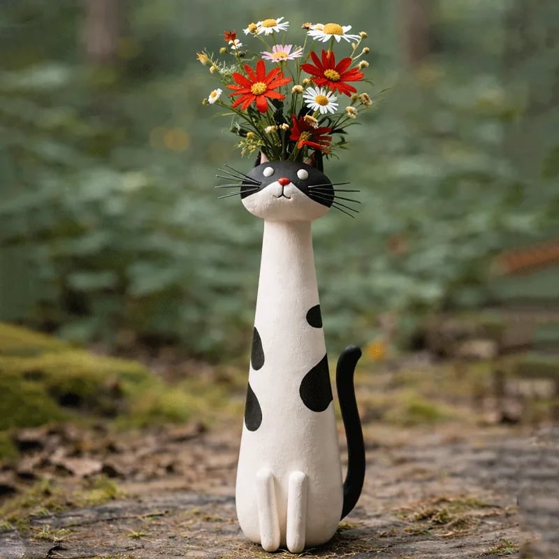 Vaso a forma di gatto originale, realizzato a mano