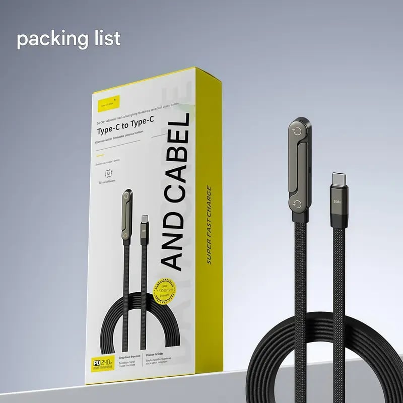 ⚡Cavo di ricarica invisibile 2 in 1 – Cavo di ricarica rapida da 240 W con supporto per telefono integrato