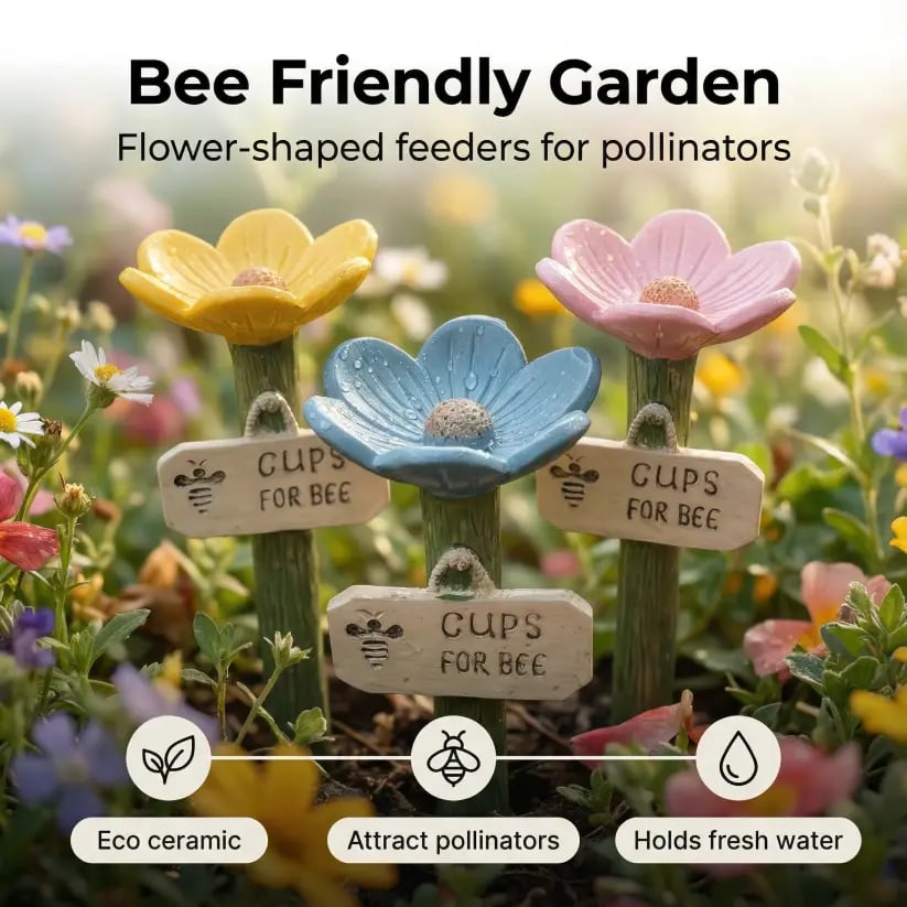 Stazione di irrigazione per api in ceramica a forma di fiore