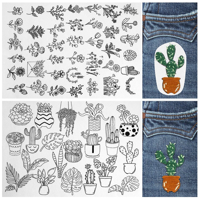 🌸Linee floreali Motivi floreali disegnati Motivi ricamati – Ricamo e cucito per principianti