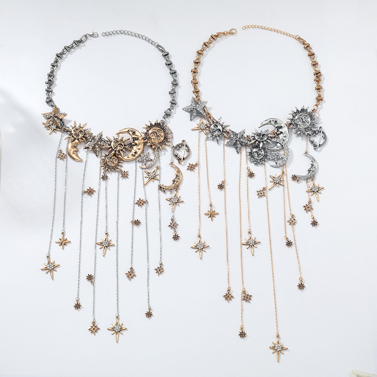 🔥ULTIMO GIORNO DI SALDI - ☀️Collana con pendente multiplo Sun Moon Stars e nappine
