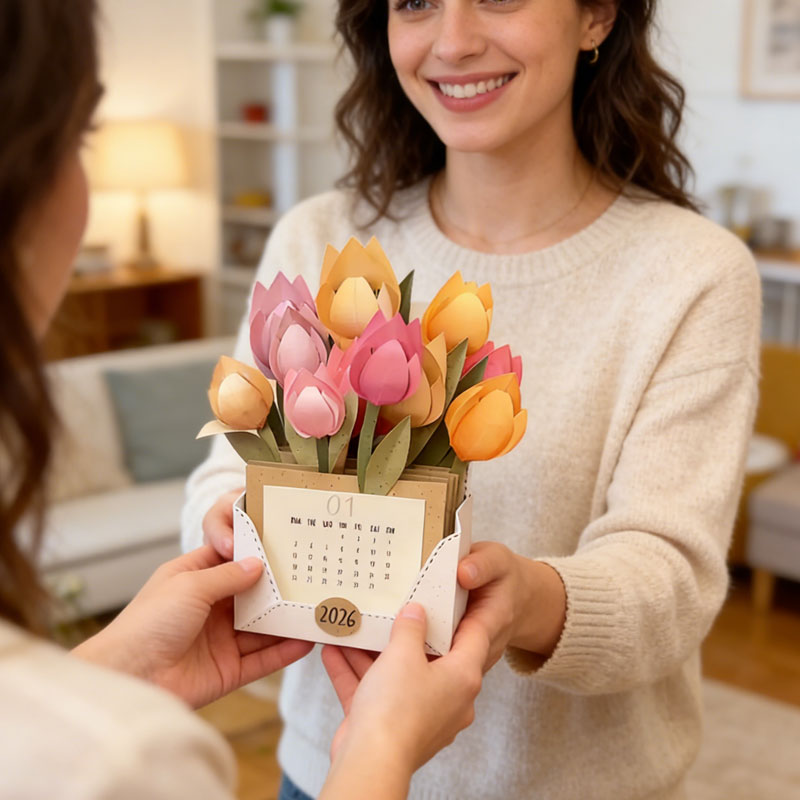Calendario 2026 con fiori di carta🌷