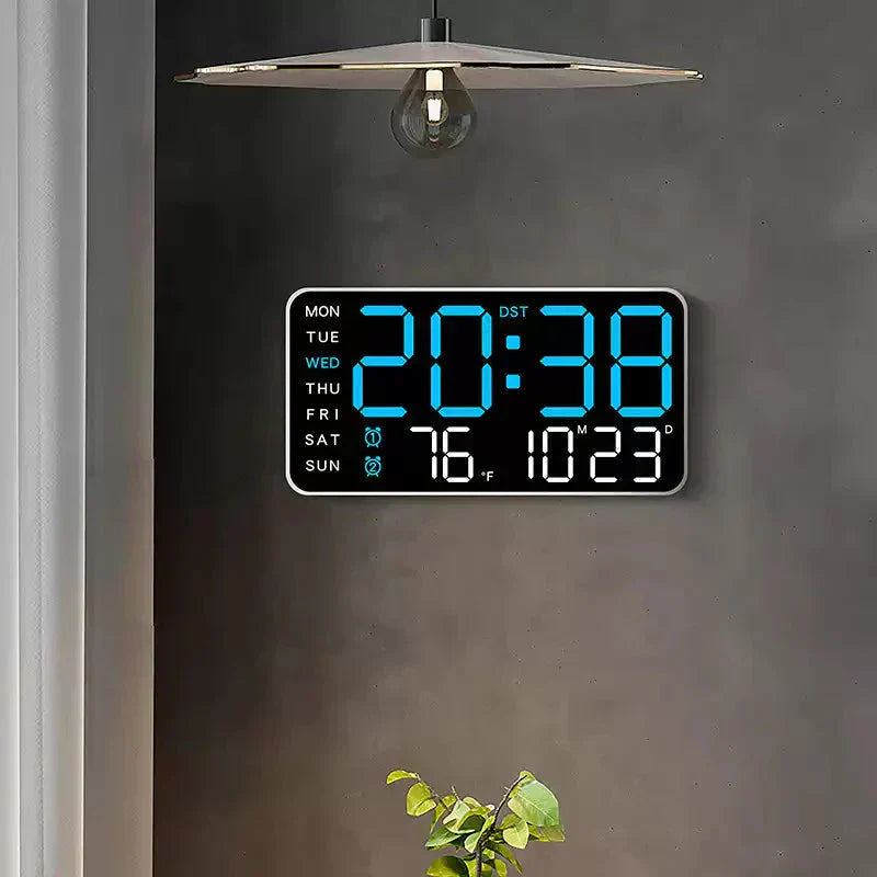 Grande orologio da parete digitale con display LED, datario e termometro, regalo perfetto per gli anziani, decorazione per il soggiorno e la camera da letto