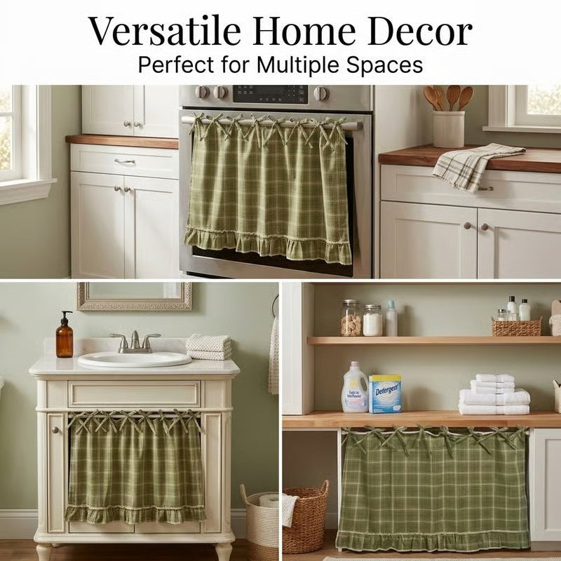 🧺 Gonne per forno fatte a mano | Arredamento per cucine in stile rustico🔒 Resistenti al calore | 🎀 Facili da installare | ✨ Nascondono il disordine e danno un tocco di stile