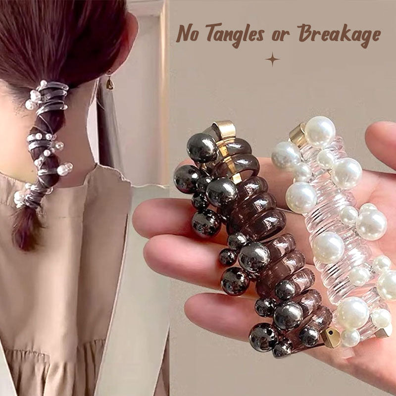 Cravatta per capelli dritta a spirale con perle