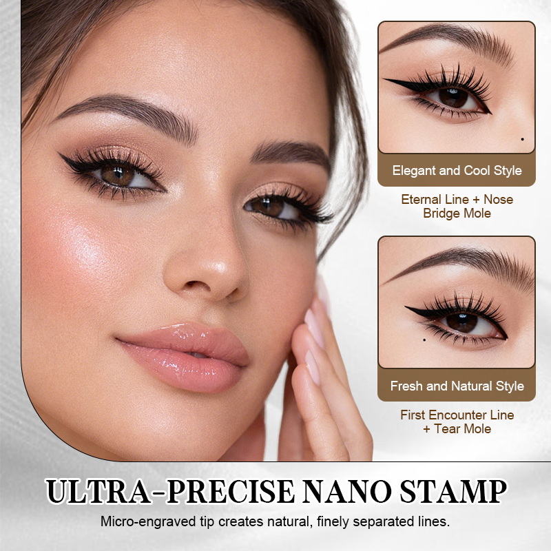 Kit trucco occhi portatile 3 in 1: timbro per ciglia inferiori + applicatore per nei + eyeliner
