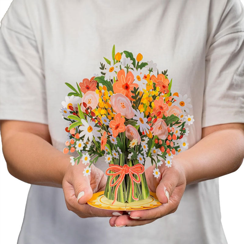Biglietto con bouquet di fiori in carta 3D