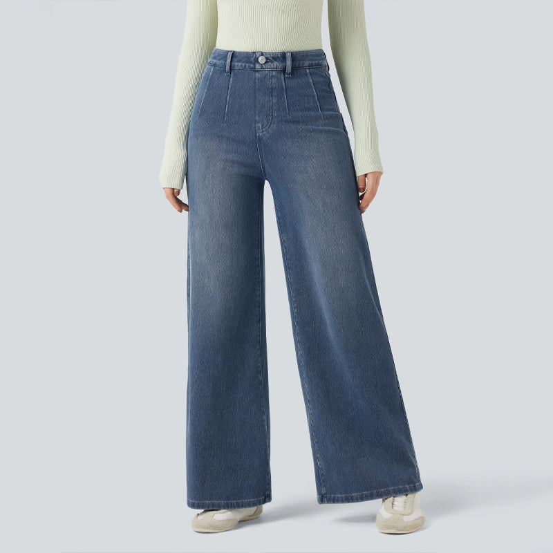 Jeans elasticizzati a vita alta e gamba larg👖