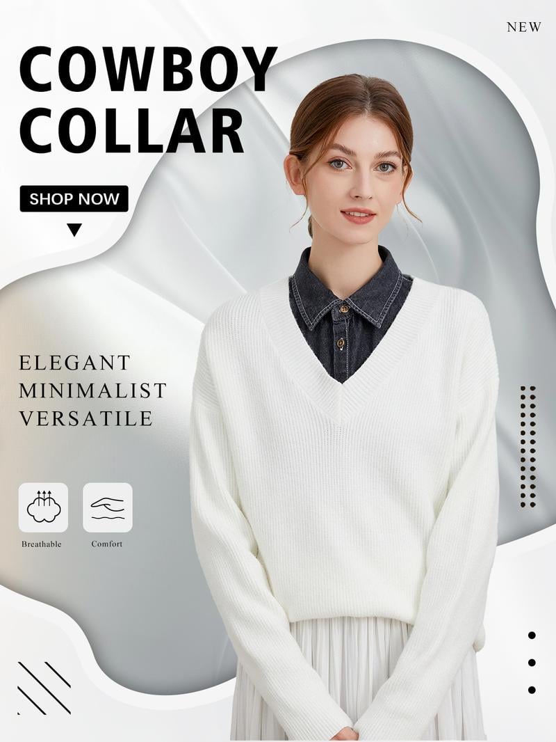 Falso colletto in denim: il capo essenziale per il layering femminile 👕