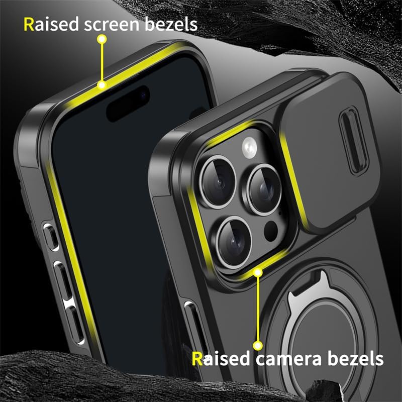 Custodia con copertura scorrevole per fotocamera e supporto girevole ad anello, custodia protettiva antiurto di alta qualit