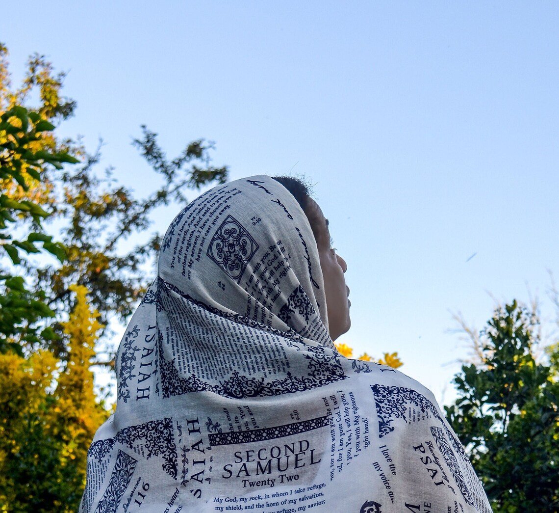 ✝️Scialle da preghiera fatto a mano: sciarpa protettiva con versetti della Bibbia, Yeshua Scarf🙏