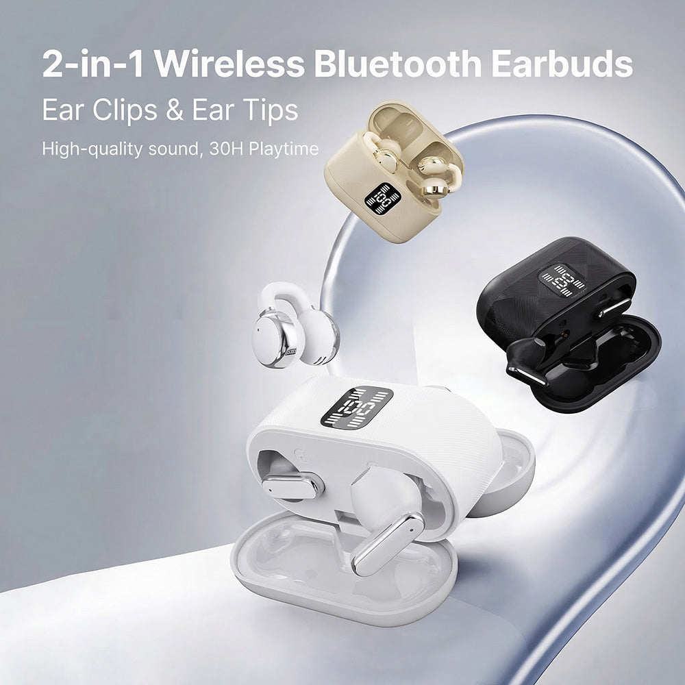 🛩️ Auricolari Bluetooth 2-in-1 con ganci auricolari e cuscinetti | 30 ore di autonomia