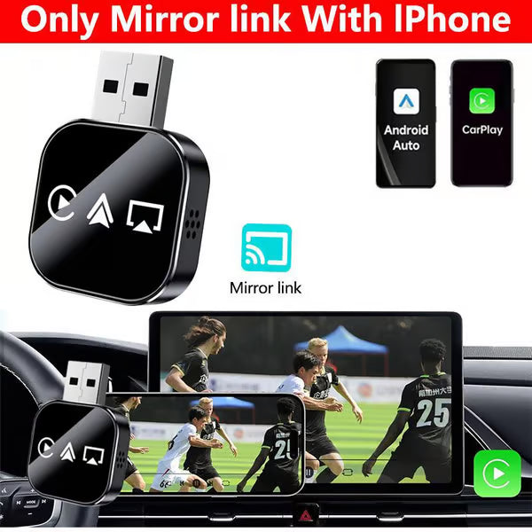 🔥Ultimo giorno 49% DI SCONTO🔥Aggiornamento 2026 3 in 1 Screen Mirror iOS Phone, adattatore Carplay da cablato a wireles