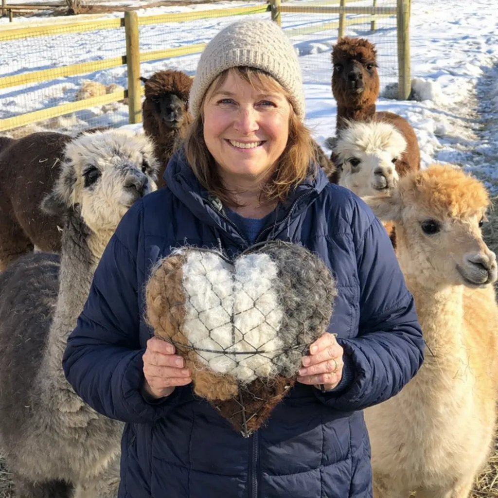 🕊️ Nido per uccelli fatto a mano in fibra di alpaca a forma di cuore