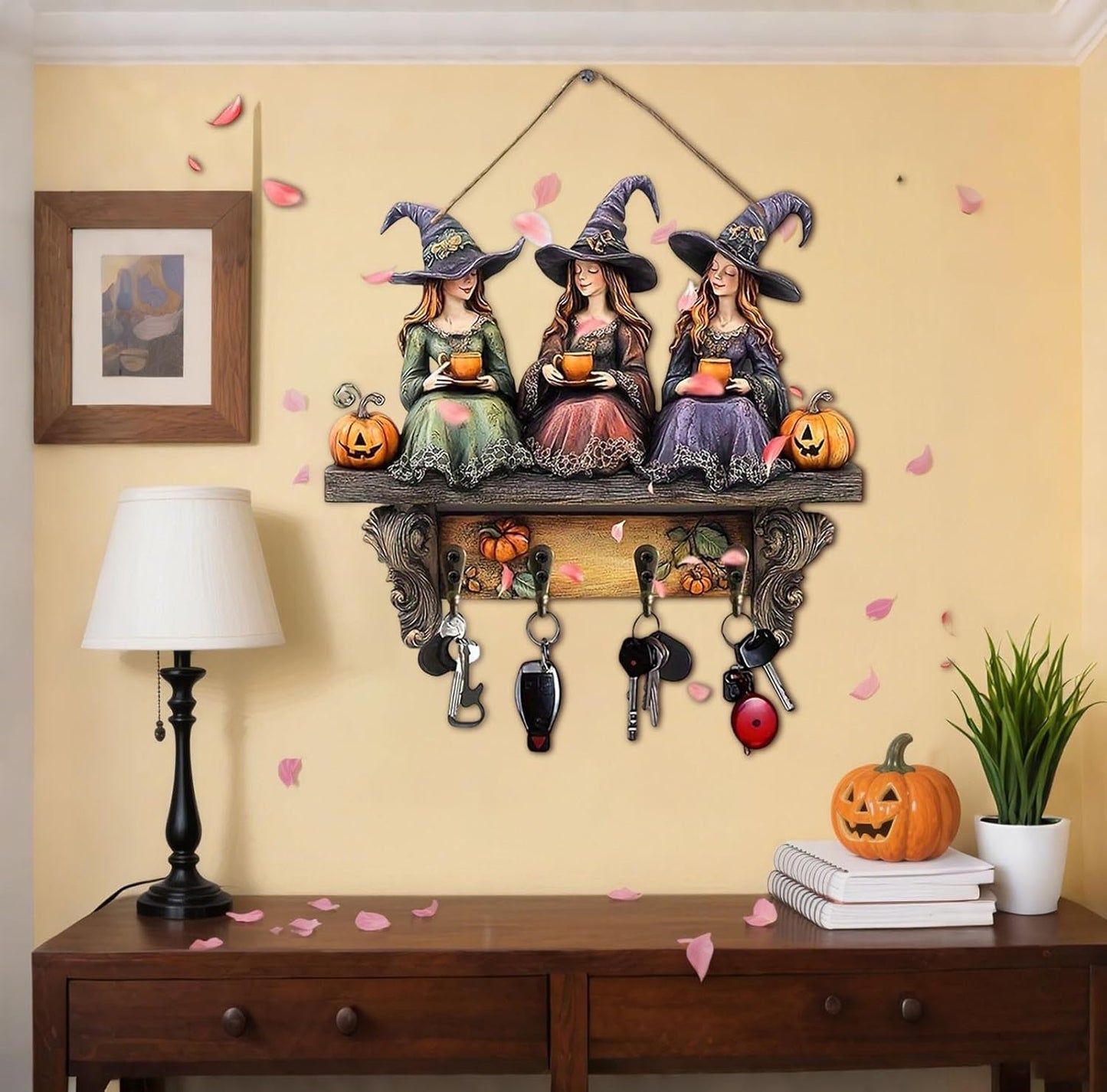 🎃2025 Halloween Strega Portachiavi Decorazione da Parete in Legno