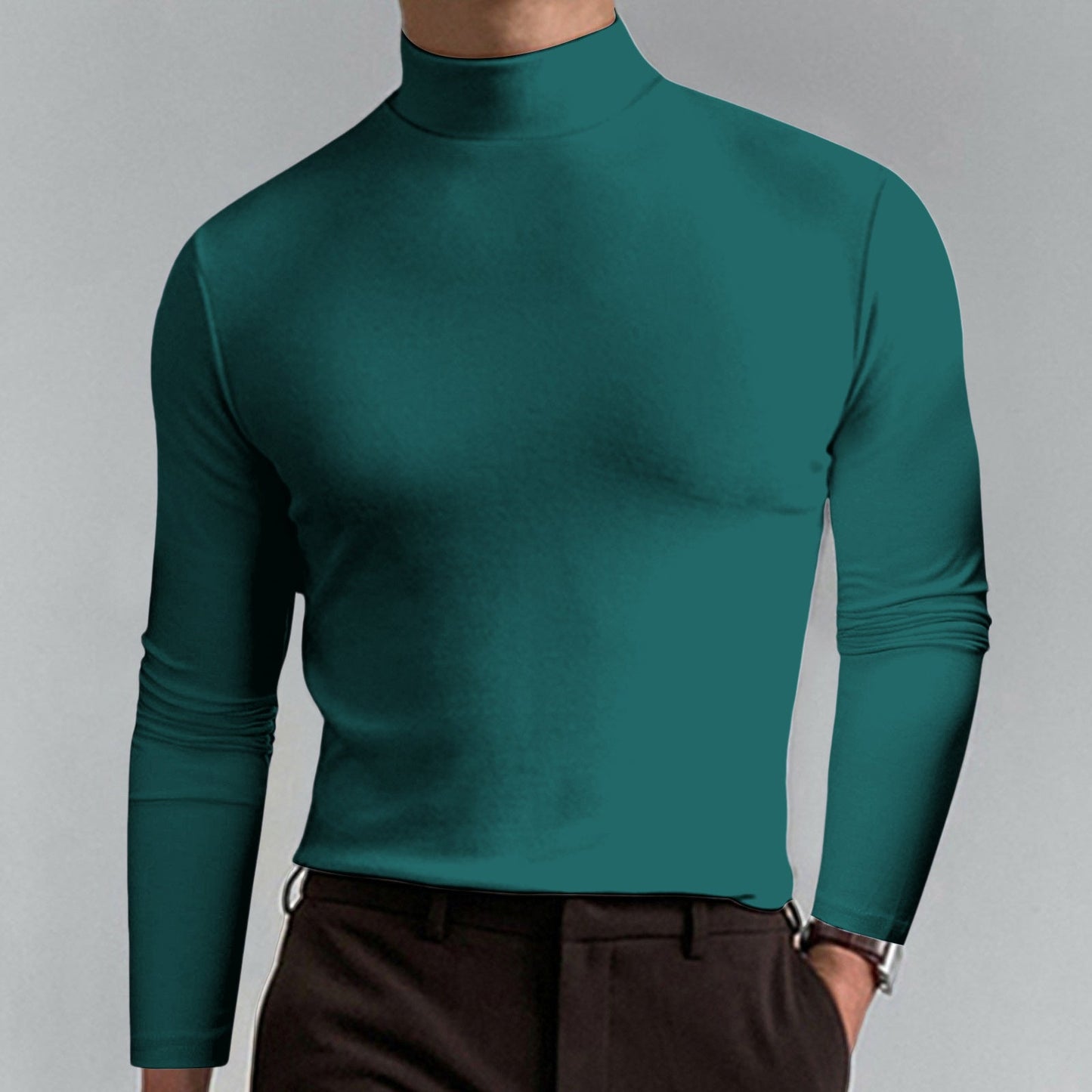 👕 SCONTO DEL 50% ORA! ✨ T-shirt slim fit da uomo con collo alto - Tessuto elastico e traspirante, stile moderno per la palestra o l'abbigliamento casual 🏃‍♂️📦