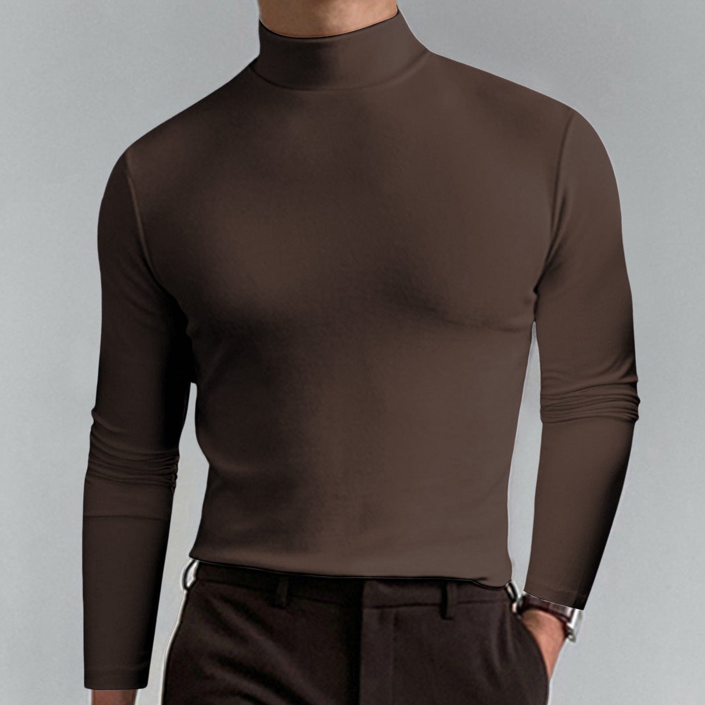 👕 SCONTO DEL 50% ORA! ✨ T-shirt slim fit da uomo con collo alto - Tessuto elastico e traspirante, stile moderno per la palestra o l'abbigliamento casual 🏃‍♂️📦