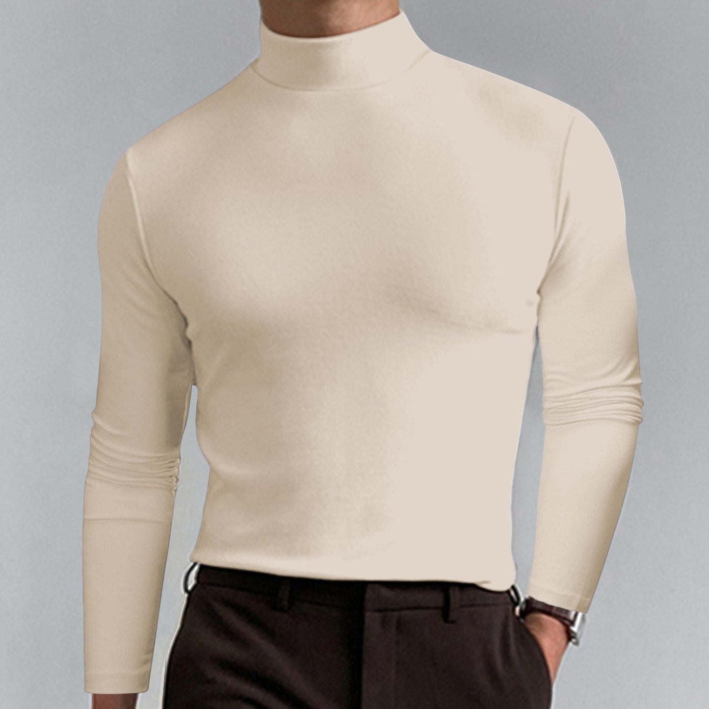 👕 SCONTO DEL 50% ORA! ✨ T-shirt slim fit da uomo con collo alto - Tessuto elastico e traspirante, stile moderno per la palestra o l'abbigliamento casual 🏃‍♂️📦