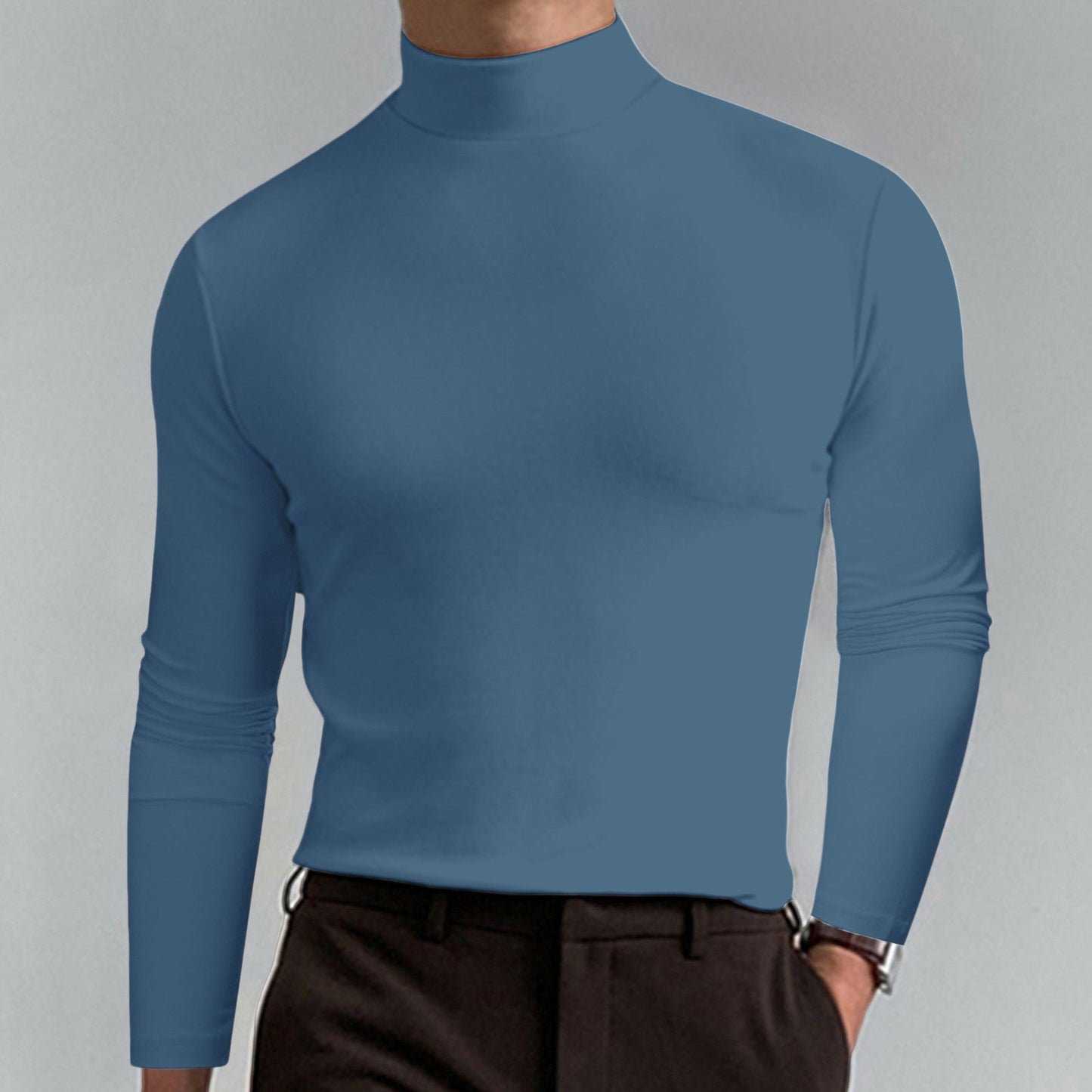 👕 SCONTO DEL 50% ORA! ✨ T-shirt slim fit da uomo con collo alto - Tessuto elastico e traspirante, stile moderno per la palestra o l'abbigliamento casual 🏃‍♂️📦