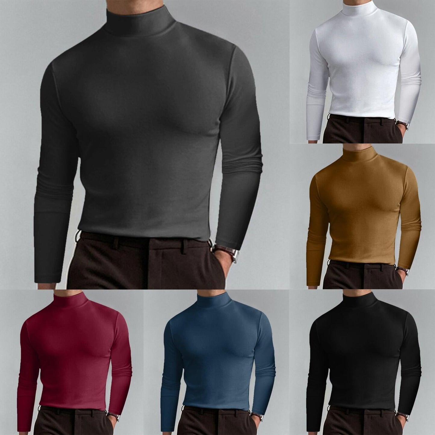 👕 SCONTO DEL 50% ORA! ✨ T-shirt slim fit da uomo con collo alto - Tessuto elastico e traspirante, stile moderno per la palestra o l'abbigliamento casual 🏃‍♂️📦