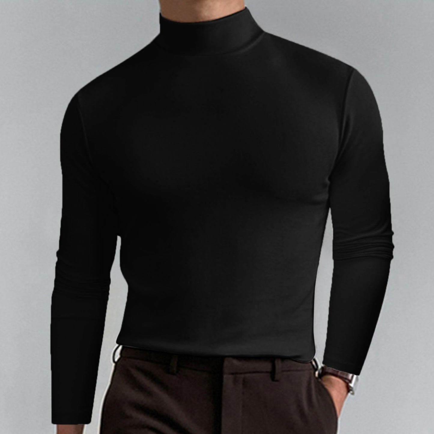 👕 SCONTO DEL 50% ORA! ✨ T-shirt slim fit da uomo con collo alto - Tessuto elastico e traspirante, stile moderno per la palestra o l'abbigliamento casual 🏃‍♂️📦
