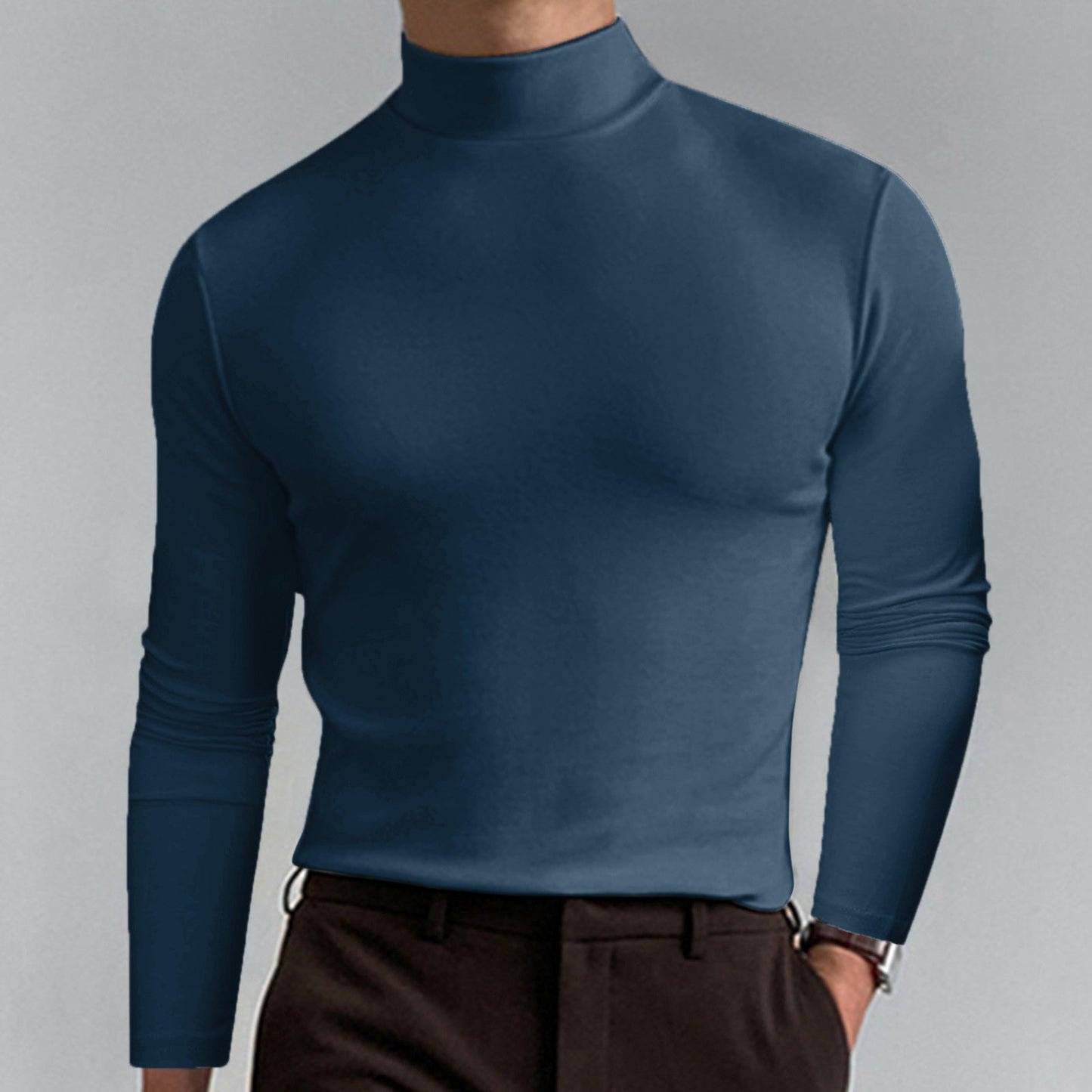 👕 SCONTO DEL 50% ORA! ✨ T-shirt slim fit da uomo con collo alto - Tessuto elastico e traspirante, stile moderno per la palestra o l'abbigliamento casual 🏃‍♂️📦