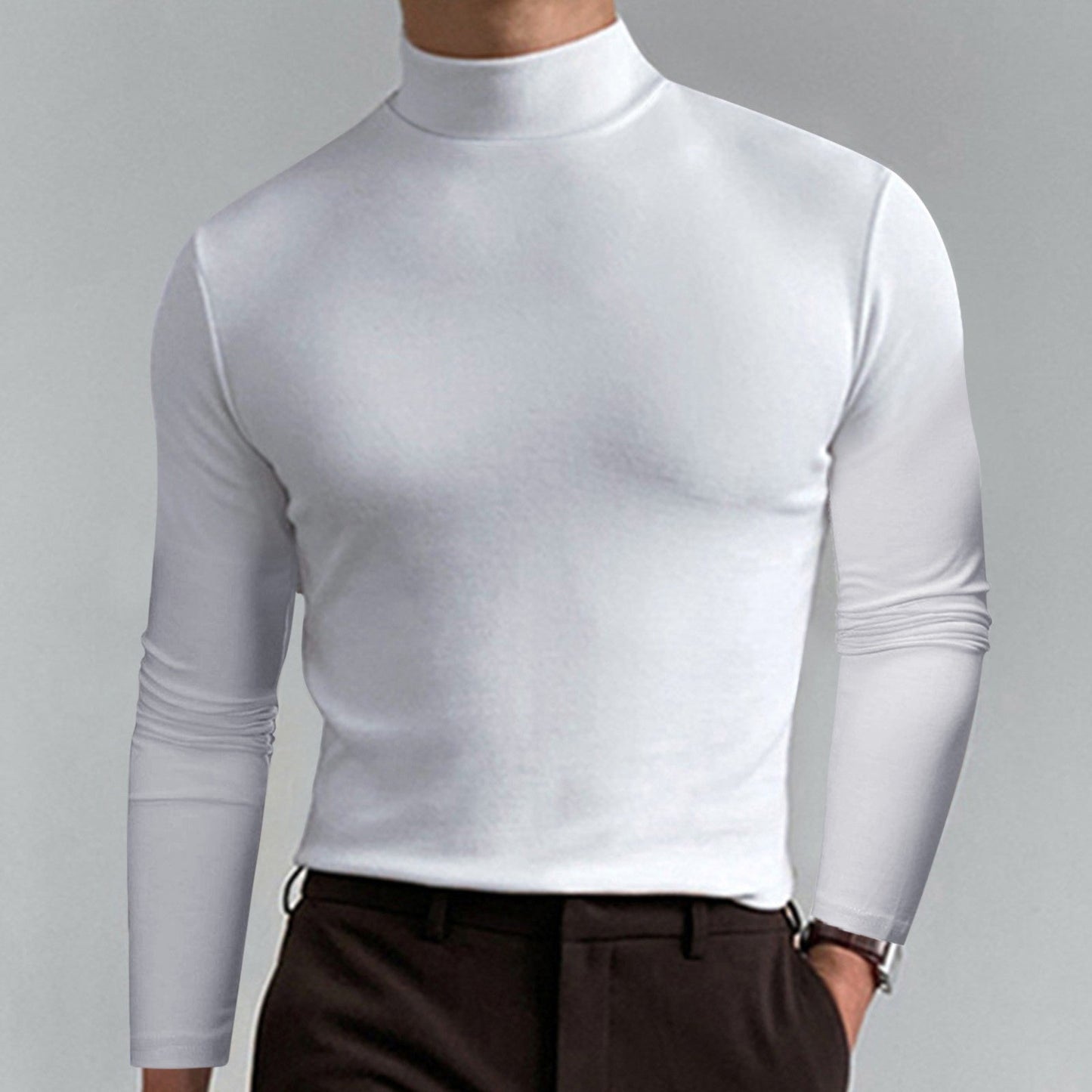 👕 SCONTO DEL 50% ORA! ✨ T-shirt slim fit da uomo con collo alto - Tessuto elastico e traspirante, stile moderno per la palestra o l'abbigliamento casual 🏃‍♂️📦