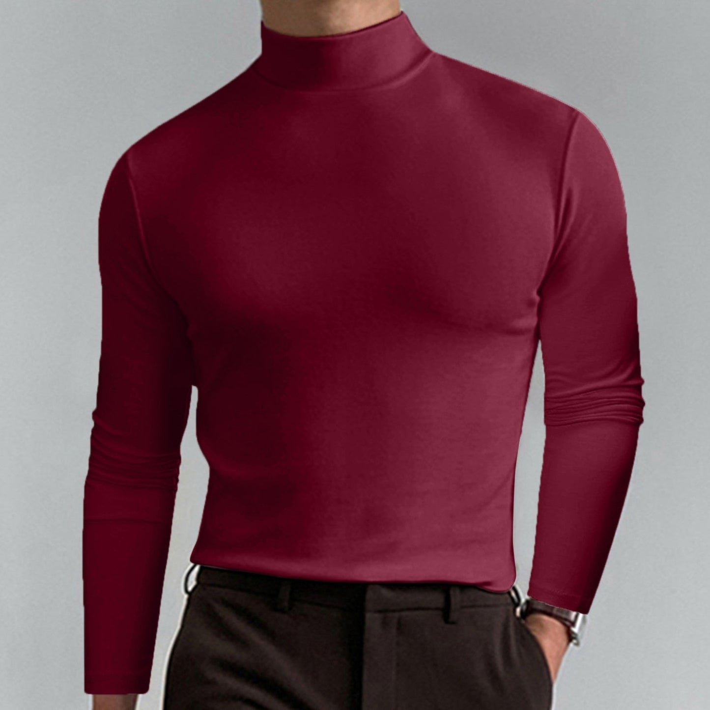 👕 SCONTO DEL 50% ORA! ✨ T-shirt slim fit da uomo con collo alto - Tessuto elastico e traspirante, stile moderno per la palestra o l'abbigliamento casual 🏃‍♂️📦