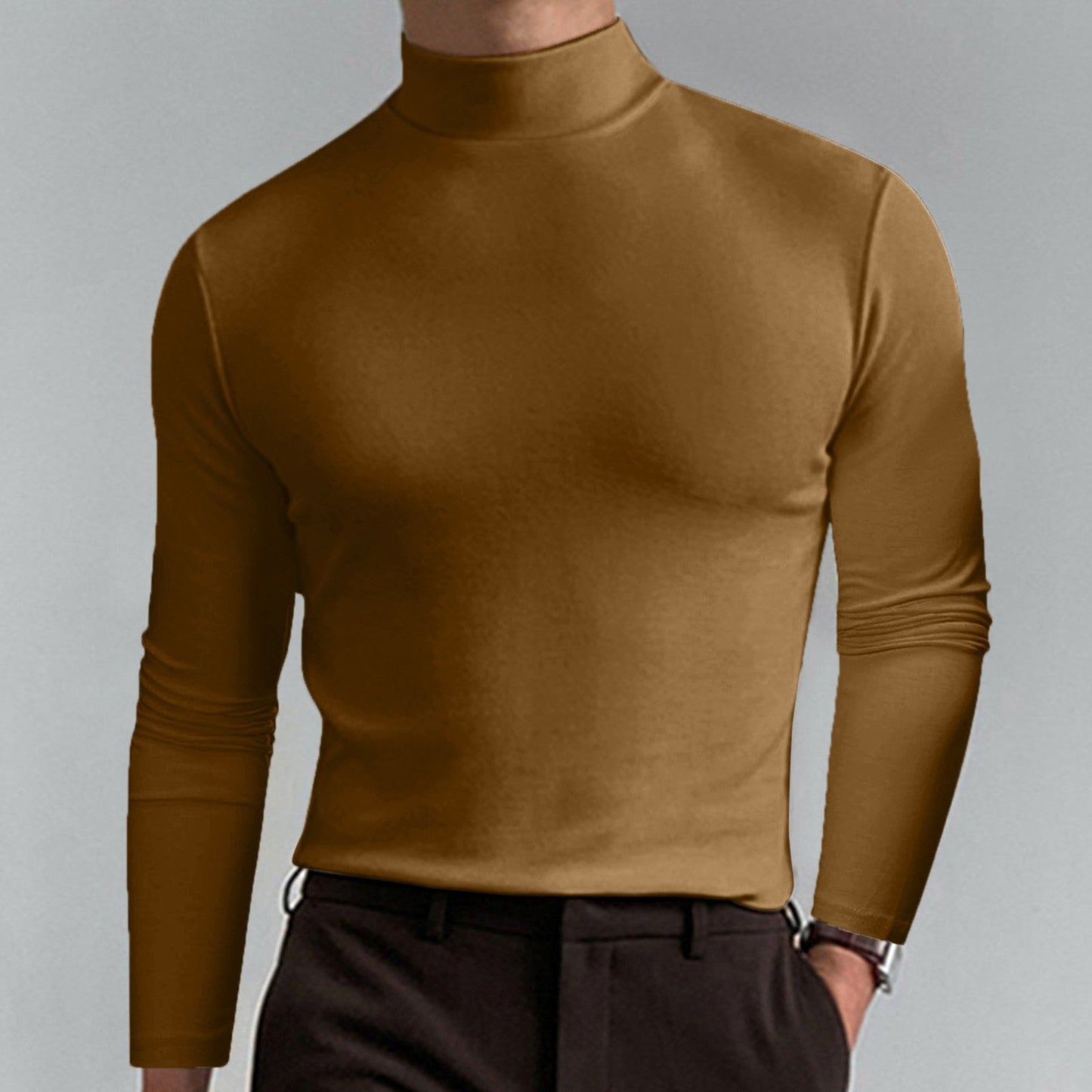 👕 SCONTO DEL 50% ORA! ✨ T-shirt slim fit da uomo con collo alto - Tessuto elastico e traspirante, stile moderno per la palestra o l'abbigliamento casual 🏃‍♂️📦