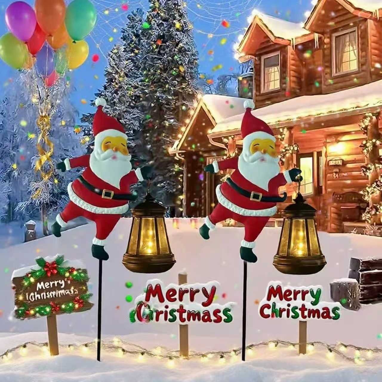 ⏰Lampada solare da giardino a forma di Babbo Natale🎅🎄