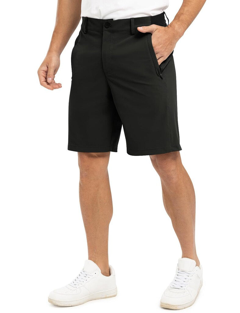 Pantaloncini da golf casual da lavoro elasticizzati e ad asciugatura rapida da uomo, pantaloncini a cinque punti