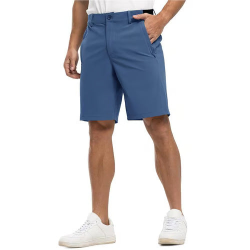 Pantaloncini da golf casual da lavoro elasticizzati e ad asciugatura rapida da uomo, pantaloncini a cinque punti