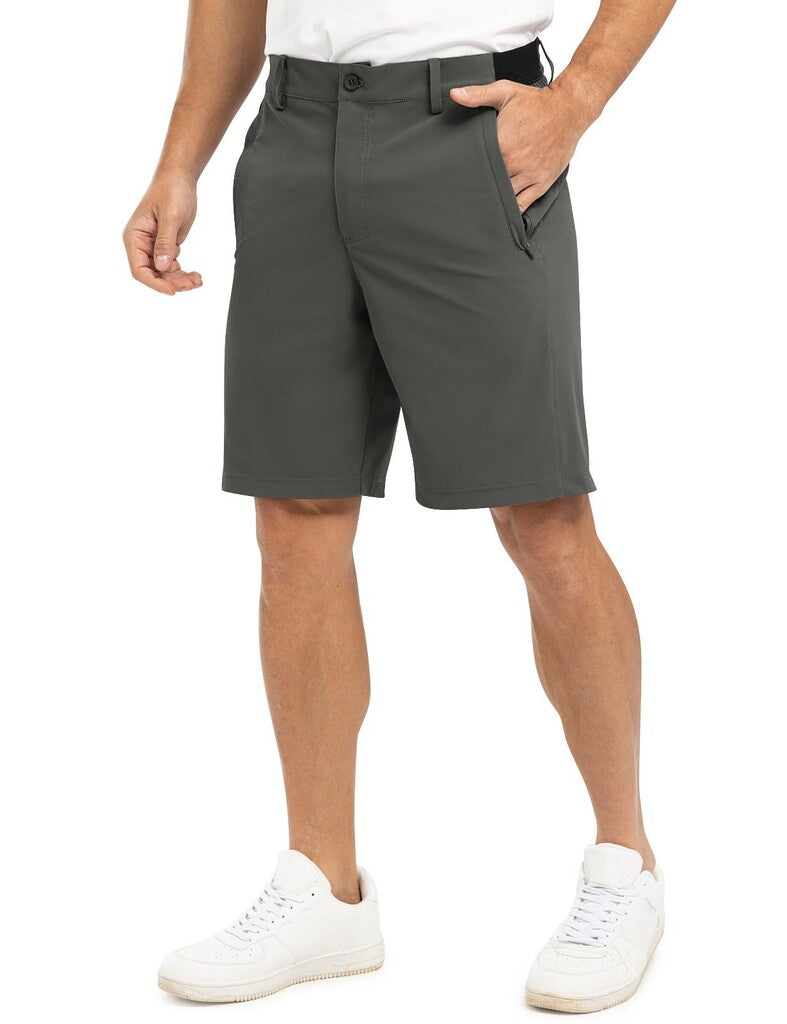 Pantaloncini da golf casual da lavoro elasticizzati e ad asciugatura rapida da uomo, pantaloncini a cinque punti