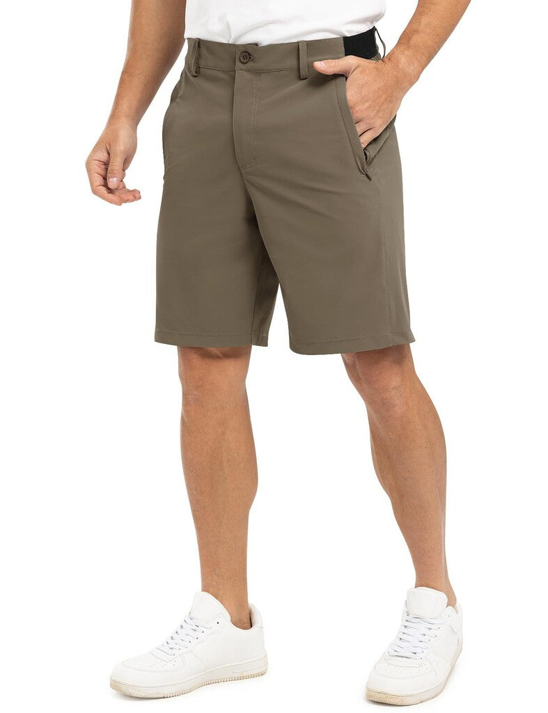 Pantaloncini da golf casual da lavoro elasticizzati e ad asciugatura rapida da uomo, pantaloncini a cinque punti