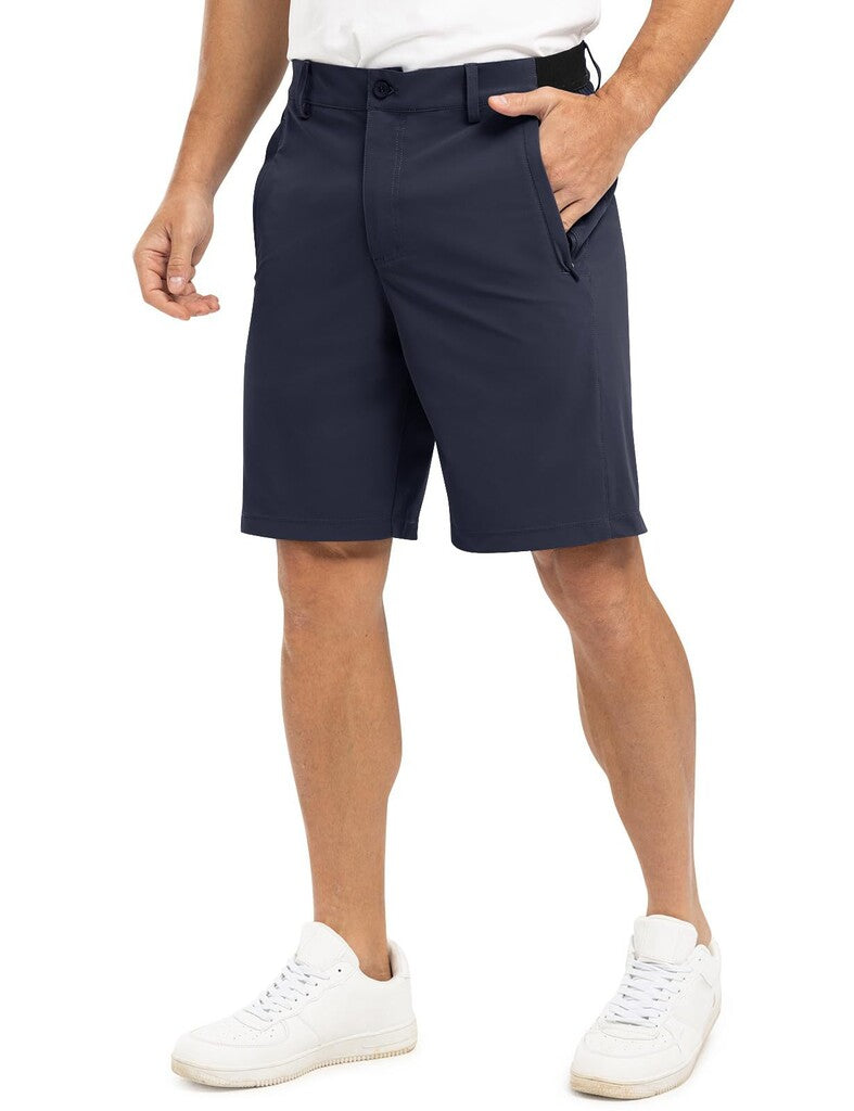 Pantaloncini da golf casual da lavoro elasticizzati e ad asciugatura rapida da uomo, pantaloncini a cinque punti