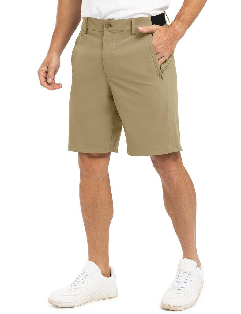 Pantaloncini da golf casual da lavoro elasticizzati e ad asciugatura rapida da uomo, pantaloncini a cinque punti