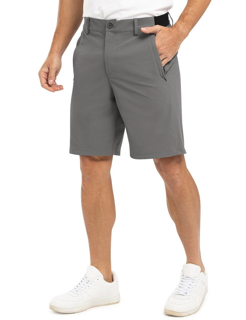 Pantaloncini da golf casual da lavoro elasticizzati e ad asciugatura rapida da uomo, pantaloncini a cinque punti