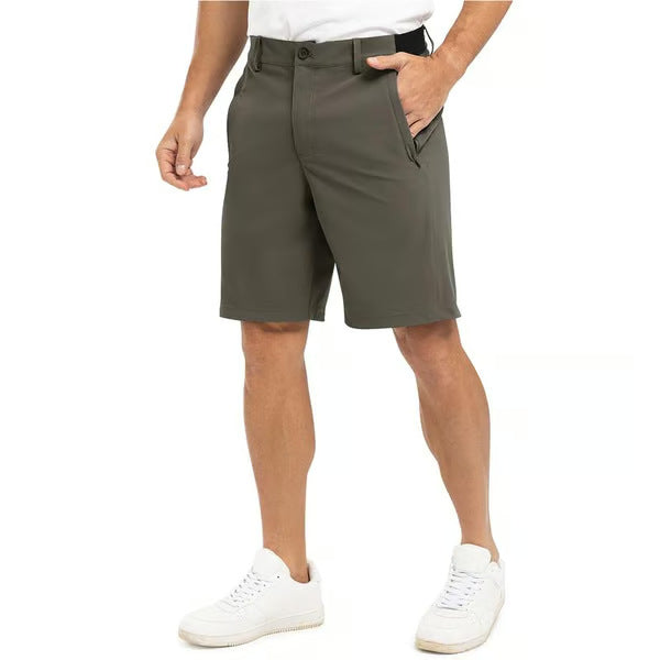 Pantaloncini da golf casual da lavoro elasticizzati e ad asciugatura rapida da uomo, pantaloncini a cinque punti