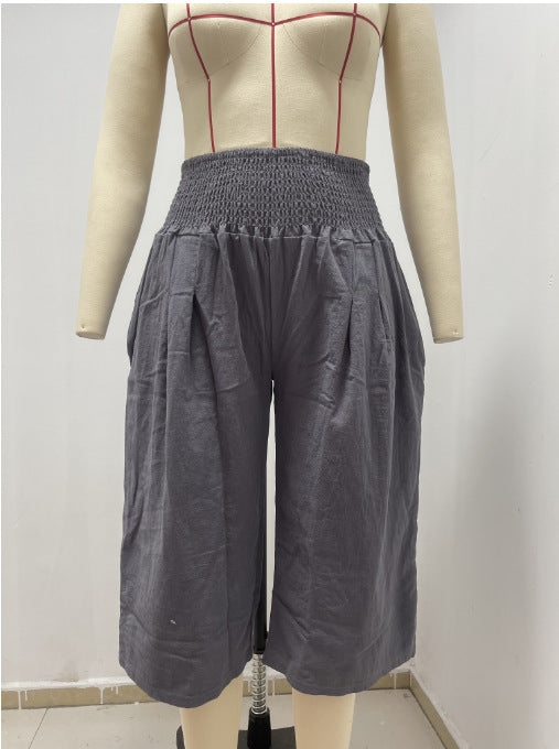 Pantaloni corti da donna con elastico in vita