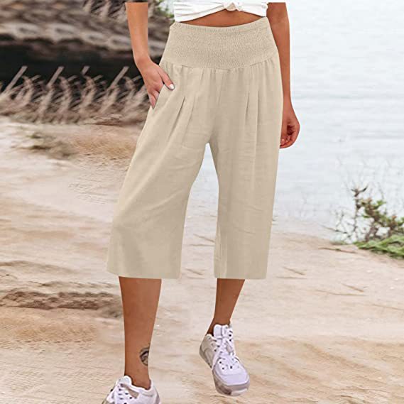 Pantaloni corti da donna con elastico in vita
