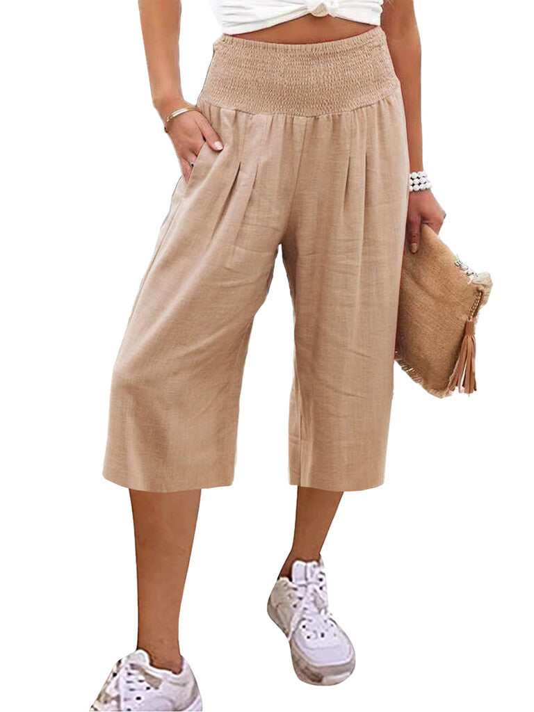Pantaloni corti da donna con elastico in vita