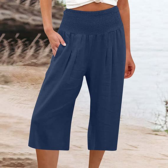 Pantaloni corti da donna con elastico in vita
