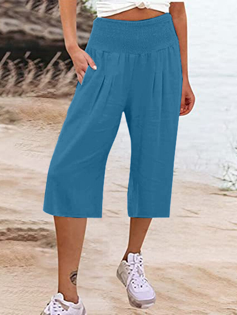Pantaloni corti da donna con elastico in vita