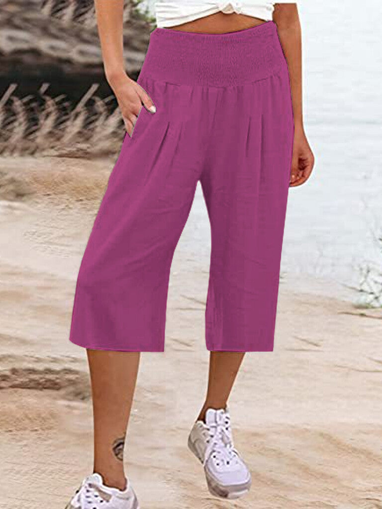 Pantaloni corti da donna con elastico in vita